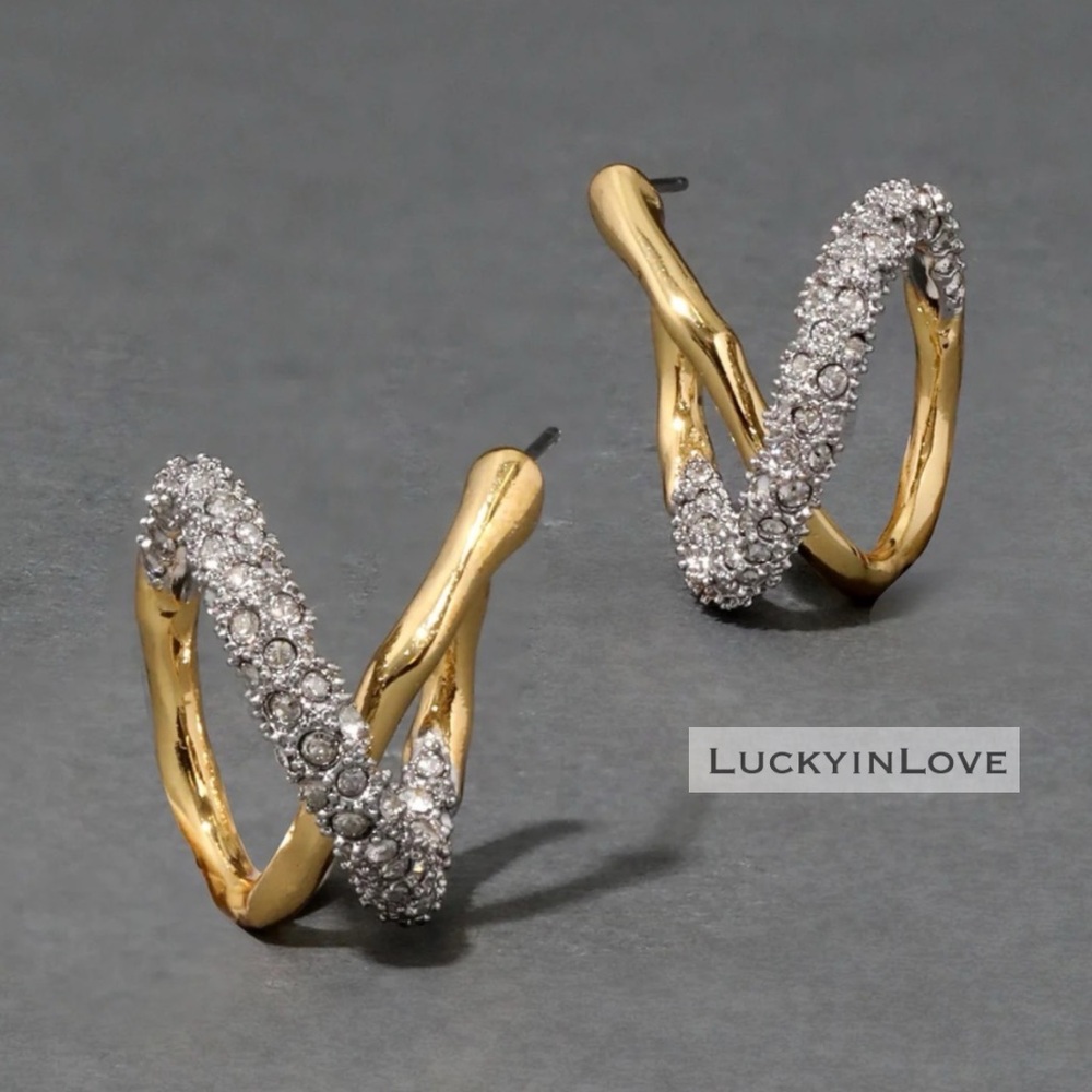 ALEXIS BITTAR • Solanales Twisted Orbit
- Gold Silver Hoop Earrings
